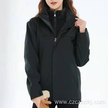 Women's Red Plus Size Spandex Thickened Fleece Parka